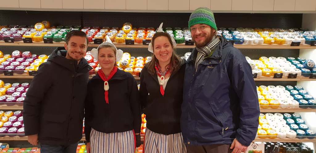 Guests tasting Dutch cheese in a local shop